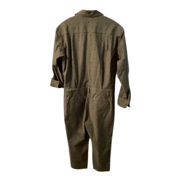 Current/Elliott Olive Green Polka Dot Crew Jumpsuit | Casual Chic New Romper - Picture 13 of 16
